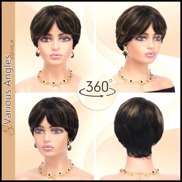 Short Pixie Cut Wig Human Hair Glueless Bangs Beginner Friendly Ready to Wear